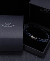 Rhona Sutton Black Rolo Chain with Blue Wax Cord Stainless Steel Bracelet