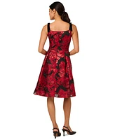 Adrianna Papell Women's Metallic-Jacquard Bow-Strap Dress