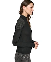 Karl Lagerfeld Paris Women's Studded-Shoulder Turtleneck Sweater