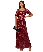 Adrianna Papell Women's Square-Neck Sequin Gown