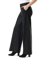 Gloria Vanderbilt Women's Wide-Leg Striped Pull-On Pants - Black