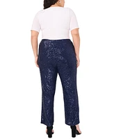 Msk Plus Size Sequined Mesh Pull-On Palazzo Pants