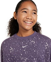 Nike Big Girls Sportswear Club Fleece Crewneck Sparkle Sweatshirt