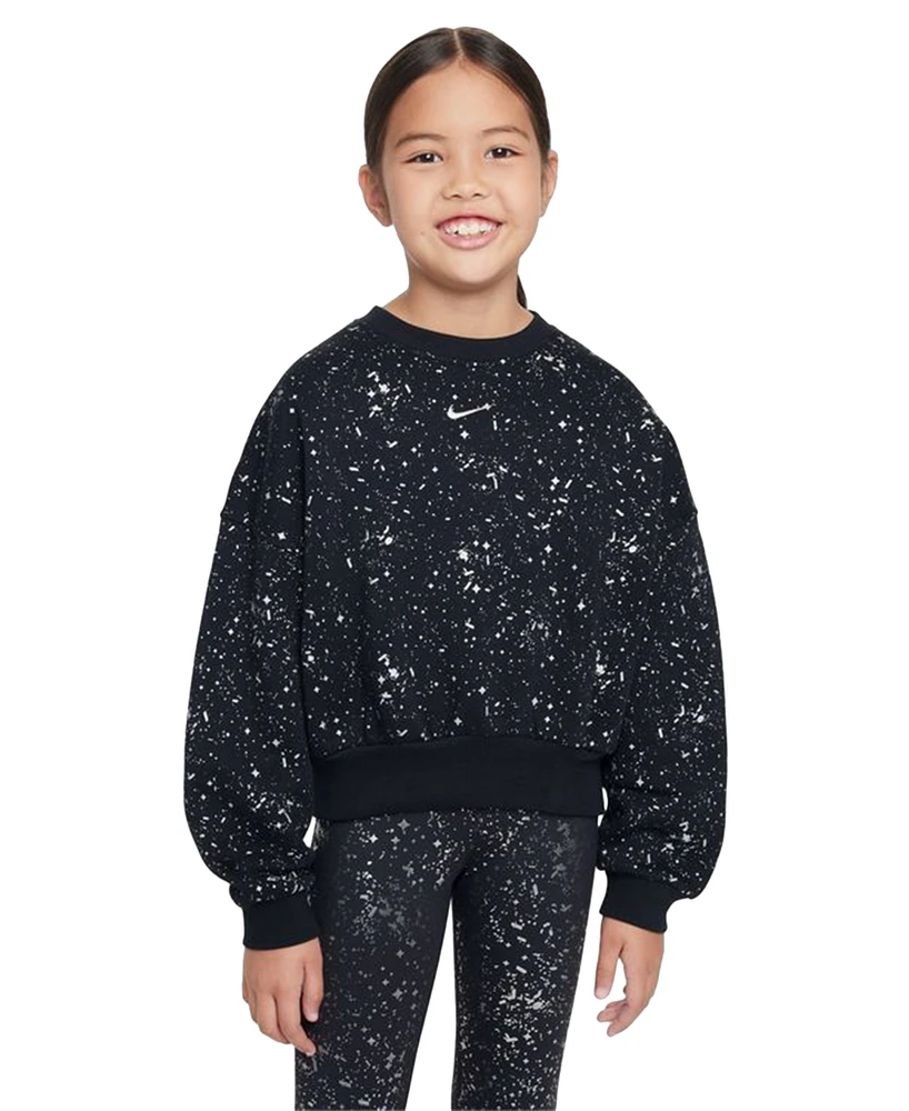 Nike Big Girls Sportswear Club Fleece Crewneck Sparkle Sweatshirt