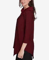 Ruby Rd. Petite Split Cowl Neck Textured Herringbone Jacquard Knit Top