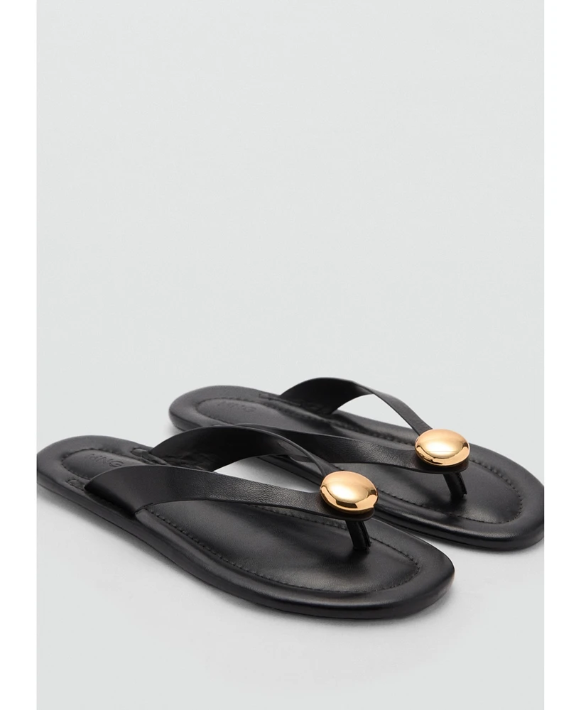 Mango Women's Ornament Detail Leather Sandals