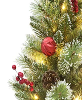 Puleo 4" Pre-Lit Potted Artificial Adorned Christmas Tree