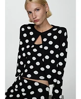 Mango Women's Polka-Dot Knitted Cardigan Sweater