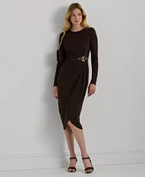 Lauren Ralph Women's Buckle-Trim Stretch Jersey Dress