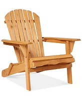 Best Choice Products Folding Adirondack Chair Outdoor, Wooden Accent Lounge Furniture w/ 350lb Capacity