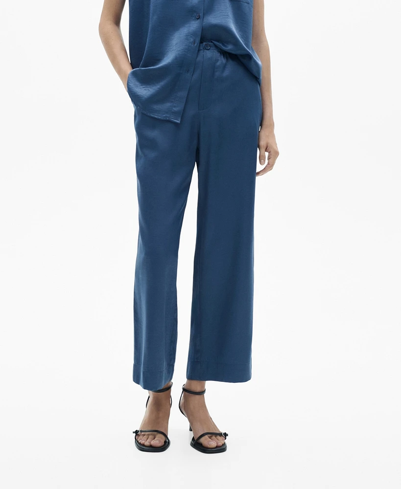 Mango Women's Satin Cropped Trousers