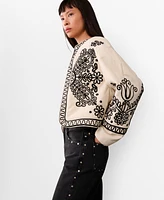 Mango Women's Cotton Embroidered Jacket