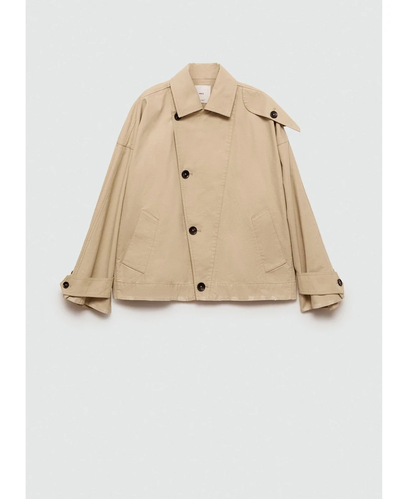 Mango Women's Short Double-Breasted Trench Coat