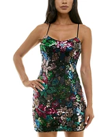 Crystal Doll Juniors' Scoop-Neck Sequined Bodycon Dress