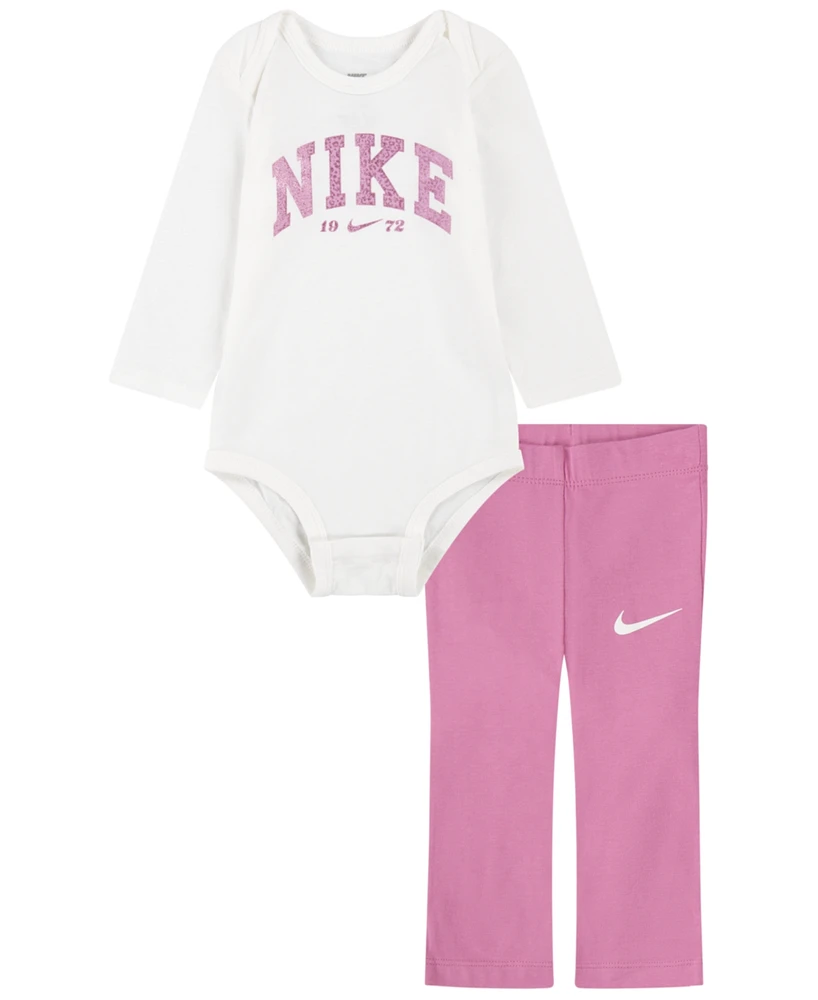 Nike Baby Girls Swoosh Spirit Bodysuit and Leggings, 2-Piece Set