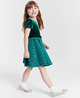 Rare Editions Little Girls Velvet and Sequin Tweed Dress