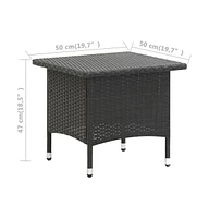 vidaXL Tea Table Black 19.7"x19.7"x18.5" Poly Rattan