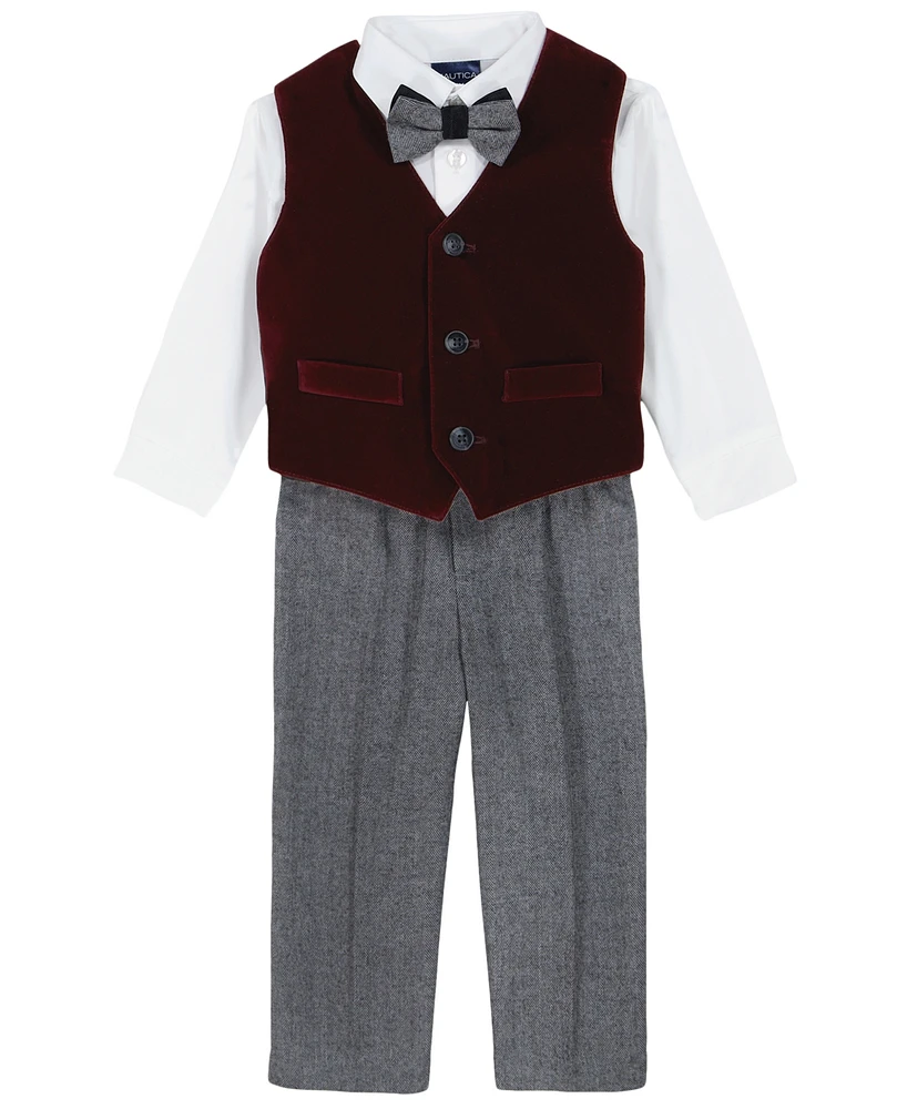 Nautica Baby Boys Velvet Duo Vest, 4-Piece Set