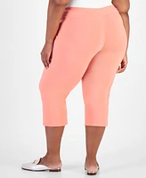 Jm Collection Plus Tummy Control Pull-On Capri Pants, Created for Macy's