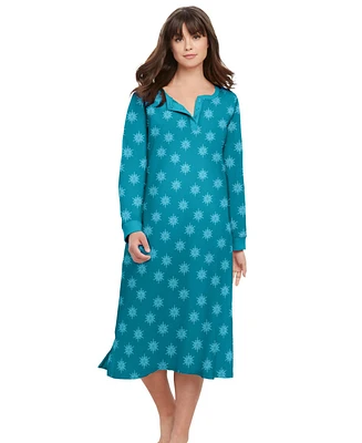 Dreams & Co. Plus Thermal Henley Nightgown