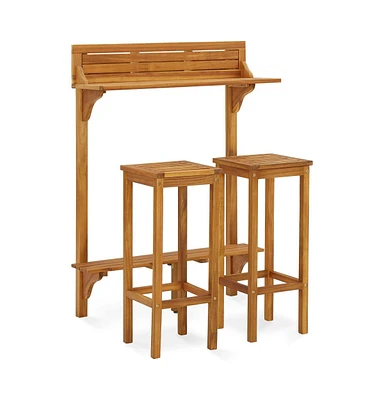 vidaXL 3 Piece Balcony Bar Set Solid Acacia Wood