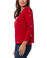 Jones New York Women's Peek-a-Boo-Sleeve Sweater