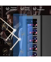 Jinjunye 12 Bottle Compressor Wine Cooler, Wine Fridge Small, 41-64°F, Freestanding Wine Cooler Refrigerator with Digital Temperature Control, Wi