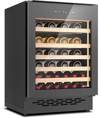 Jinjunye 24Inch Wine Cooler Refrigerator, 52 Bottle Wine Fridge Digital Temperature Control, Built-in or Freestanding Wine Cellar for Red, White, Cham