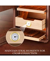 Jinjunye Cigar Humidors Cabinet for 200 Cigars, Cigar humdiidor Box with Digital Hygrometer, Spanish Cedar Lining 2 Shelves 1 Drawer Cabinet Humidor f