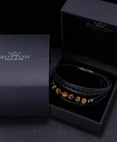 Rhona Sutton Black Apex Multi Leather Stainless Steel Bracelet