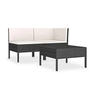 vidaXL 3 Piece Patio Lounge Set with Cushions Poly Rattan