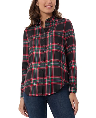 Jones New York Women's Plaid-Print Button-Front Shirt