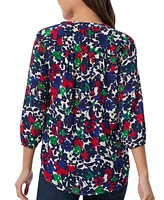 Jones New York Women's Printed V-Neck 3/4-Sleeve Tunic