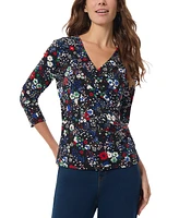 Jones New York Women's Floral-Print Faux-Wrap Top