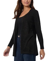 Jones New York Glitter Kissing-Front Open Cardigan