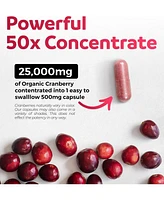 Pure Co Organic Cranberry Concentrate Capsules, Urinary Tract Support and Kidney Cleanse, 120ct