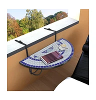 vidaXL Hanging Balcony Table and White Mosaic