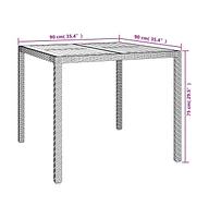 vidaXL Patio Table 35.4"x35.4"x29.5" Poly Rattan and Acacia Wood Gray