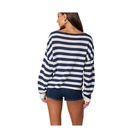 Edikted Women's Anney Oversized Striped Sweater - Blue-and