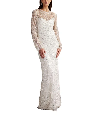 Tadashi Shoji Women's Keziah Embellished Illusion Bridal Gown