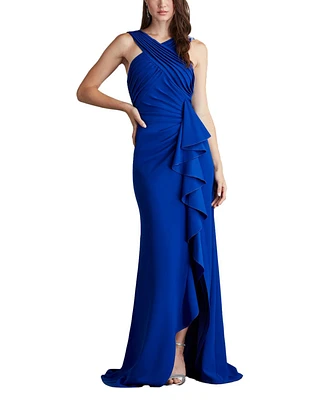 Tadashi Shoji Setta Pleated Cascading Ruffle Gown