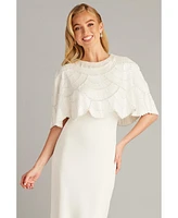 Tadashi Shoji Women's Reba Embellished Cape Overlay Bridal Gown