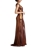 Tadashi Shoji Women's Houghton Metallic Crisscross Draped Gown