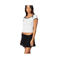 Edikted Womens Rashelle Contrast Bow Top