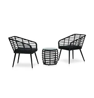 vidaXL 3 Piece Bistro Set Poly Rattan Black