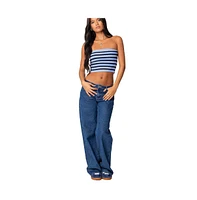 Edikted Womens Lexi Ribbed Tube Top