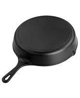 Megachef 12 Inch Round Preseasoned Cast Iron Frying Pan in Black