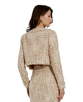 Women's Long Sleeve Cropped Boucle Jacket