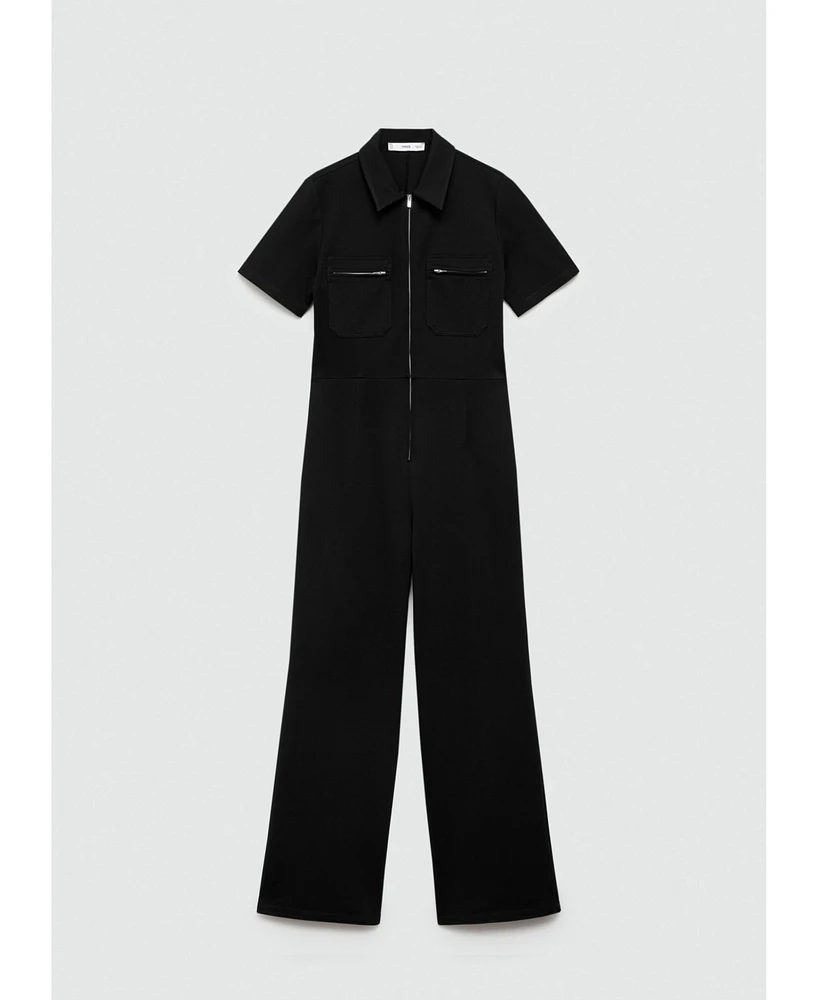 Mango Women's Long Chest-Pocket Jumpsuit