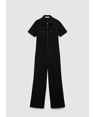 Mango Women's Long Chest-Pocket Jumpsuit